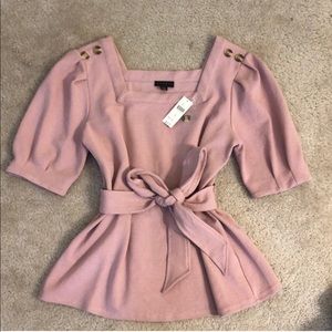 Anthropologie rose bubble sleeve top